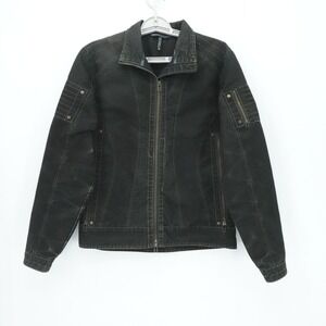 KUHL Jacket Womens Medium Black Burr Patina Dye Canvas Moto Utility Zip